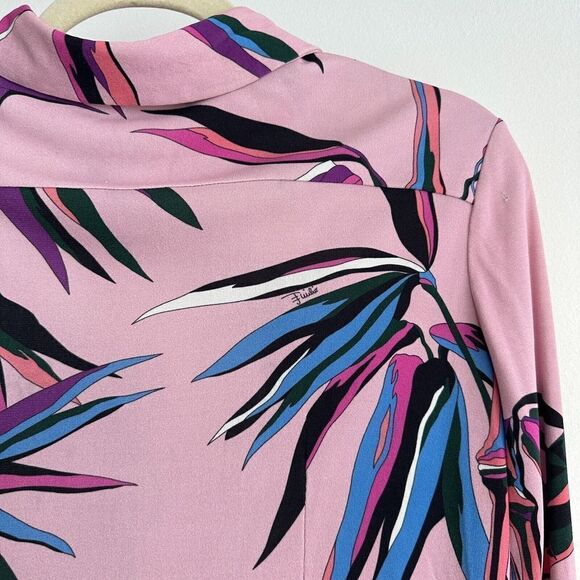 Emilio Pucci Blouse Womens 2 Pink Abstract Printed Long Sleeve Button Down Top - Picture 6 of 15